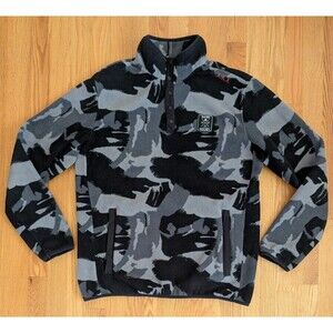 Bauer Hockey Fleece Mens M Jacket Black Camo First Line Collection Pullover Snap